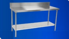 Stanless Steel Work Table With Bottom Shelf & Backsplash