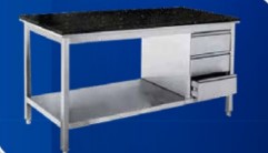 Stanless Steel Work Table With Granite Top & Drawer & Bottom Shelf